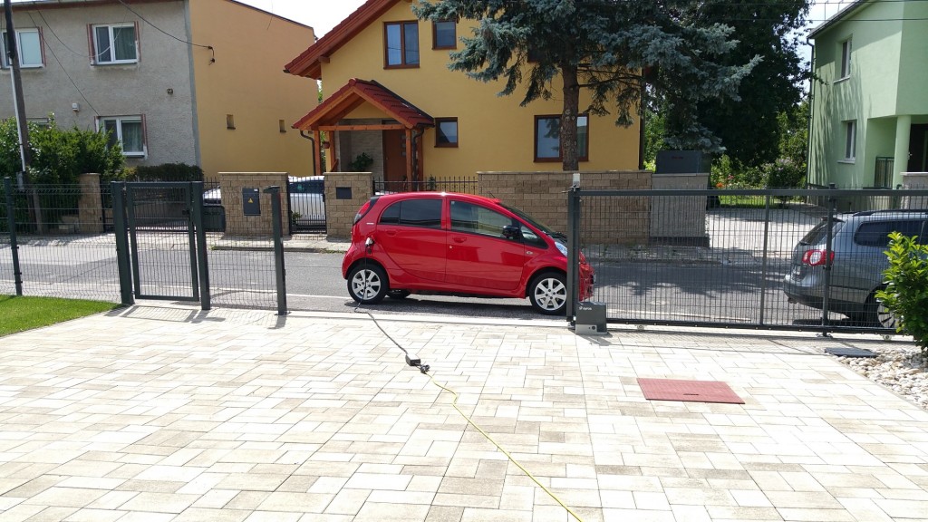 electric car charging on street
